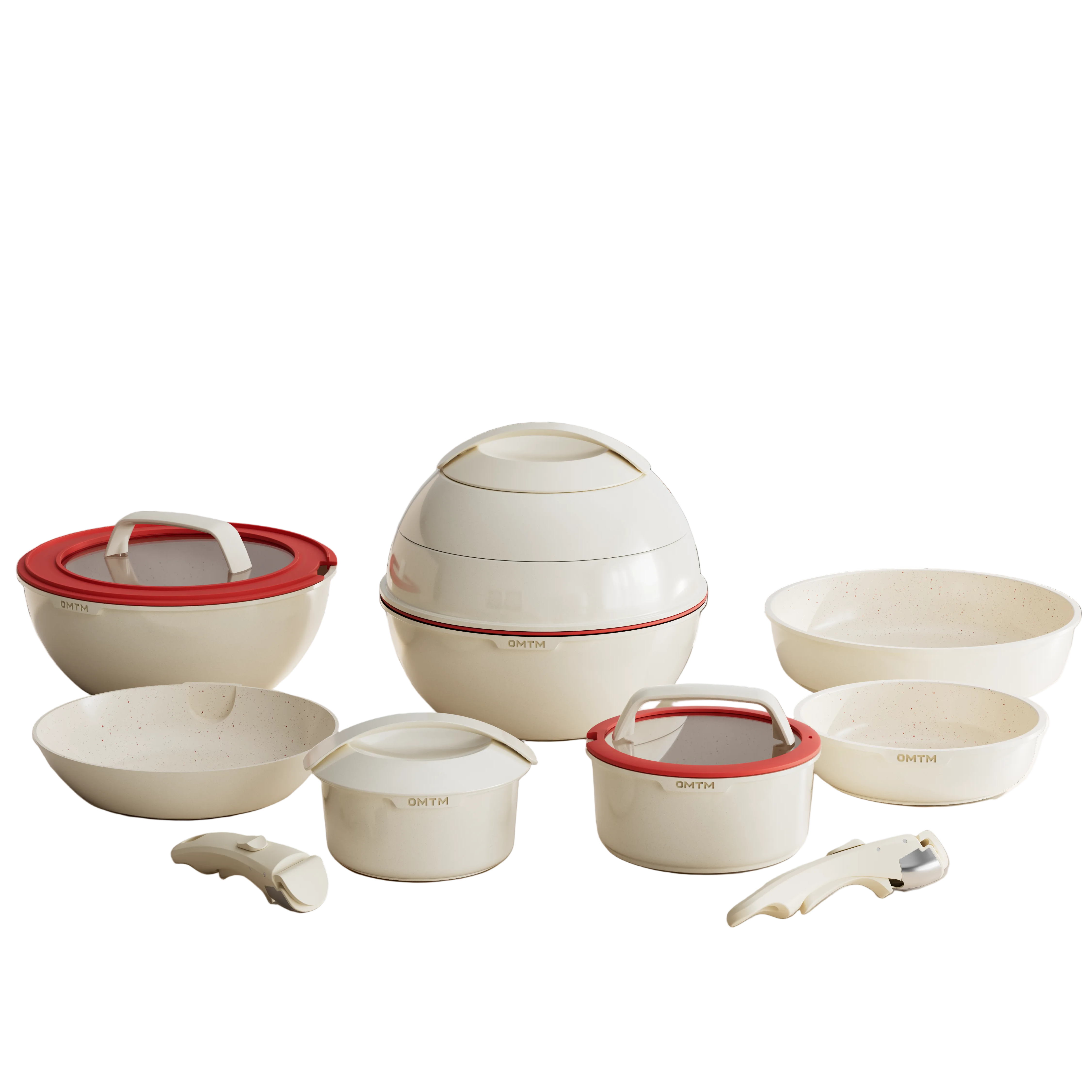 OMTM 19pcs Stackable Planet – White Nonstick Cookware Set