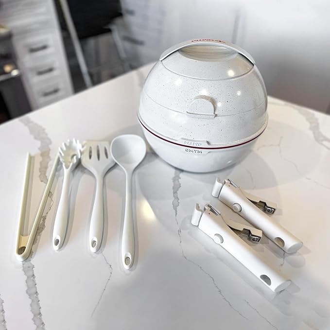 OMTM 19pcs Stackable Planet – White Nonstick Cookware Set
